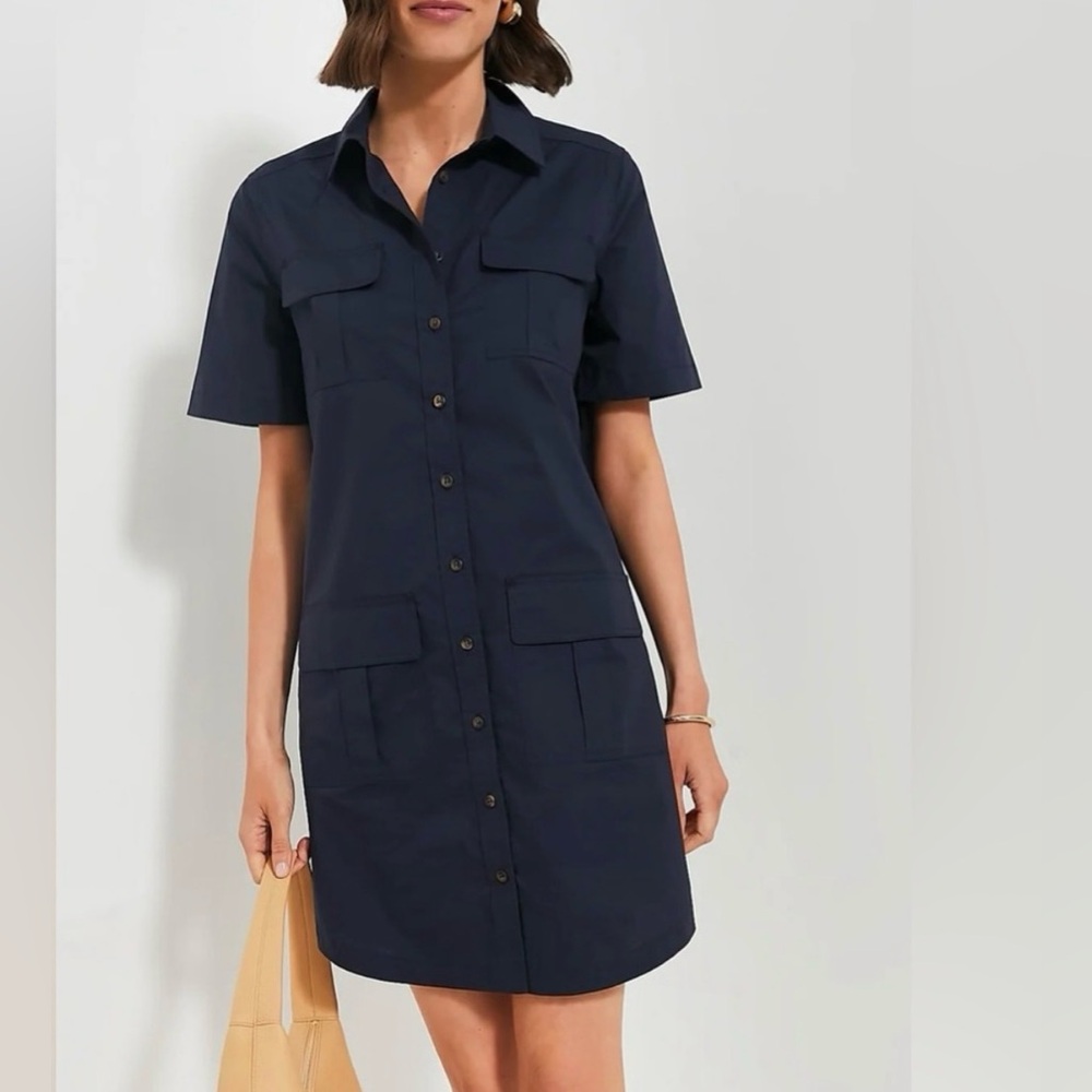 Tuckernuck Navy Lightweight Poplin Nala dress Small